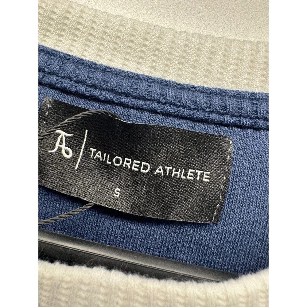 Tailored Athlete Textured Colour Blocked T-Shirt Mens‎ S Blue White Ribbed Trim